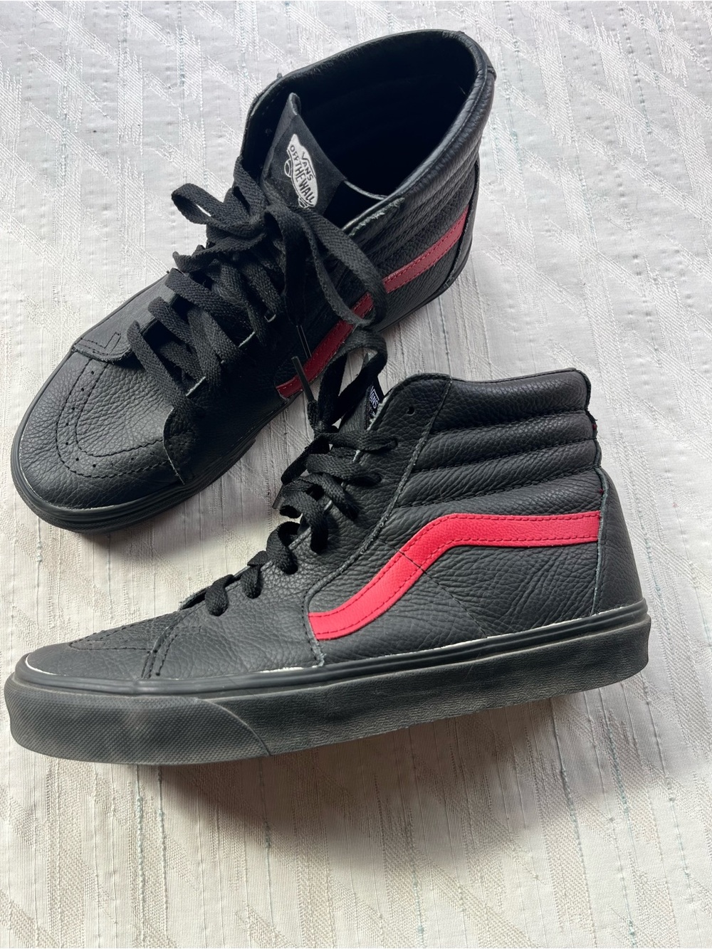 Vans Black High-Top Sneakers with Red Side Stripe